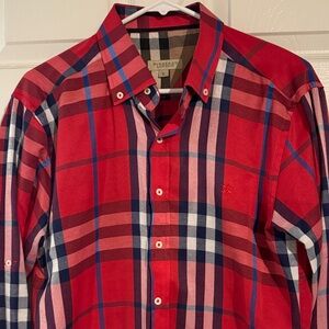 Burberry Red and Navy Plaid Shirt